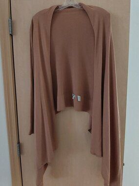 Cache Vintage Y2K Cashmere Wool Blend Desert Brown Draped Shawl Sweater S